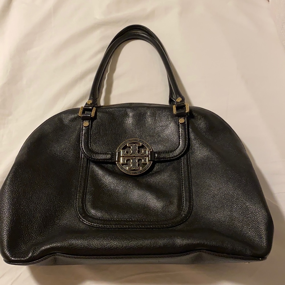 Black leather Tory Burch hand bag